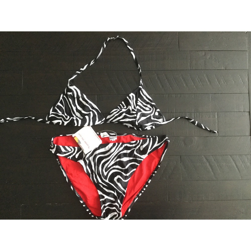 NEW Newport News Bikini sz‎ 18 Halter Zebra + Cover Up Skirt NWT (J22) 0192